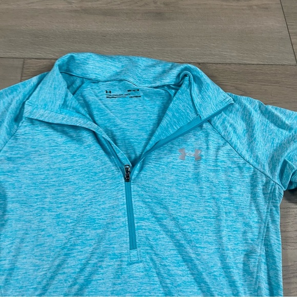 Under Armour Women's Tech Twist Half Zip Heathered Blue Long Sleeve Shirt - Picture 8 of 13